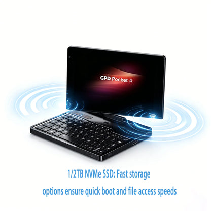 New GPD Pocket 4 2025 Mini Laptop PC 8 Inch AI 9 HX 370 8840U 16/32/64GB RAM 1/2TB NVME SSD 2K 144HZ Full-featured Handheld WIFI