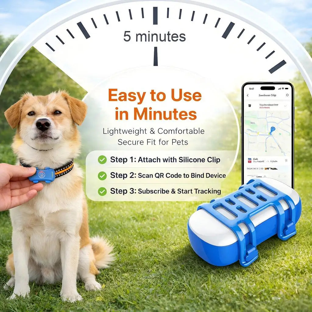 GPS Dog Cat 4G Tracker Built-in SIM with Real-Time Tracking Device, WiFi Home Positioning, IP67 Waterproof, Plan Required