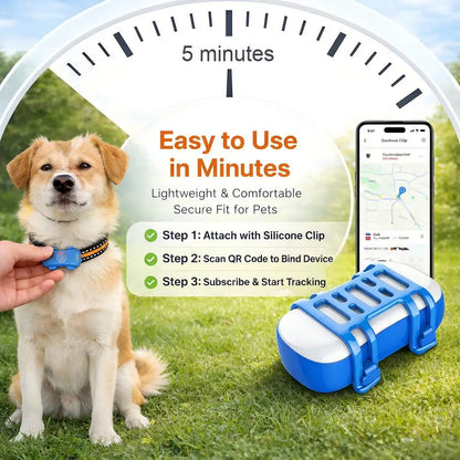 GPS Dog Cat 4G Tracker Built-in SIM with Real-Time Tracking Device, WiFi Home Positioning, IP67 Waterproof, Plan Required