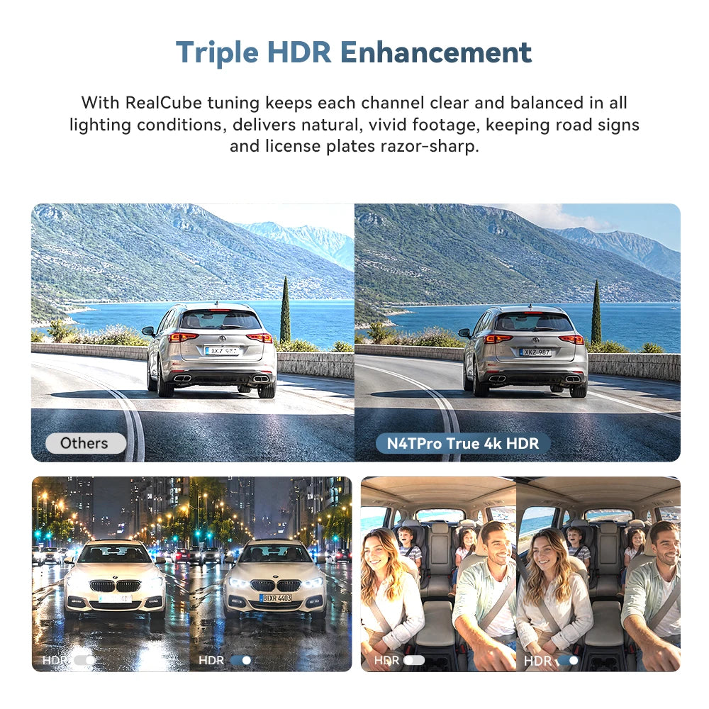 New DDPAI N4T Pro 4K+1K+1K Triple Dash Cam NightVIS 2.0 AI ISP Wi-Fi 6 ADAS GPS 4G Ready 24 7 Parking Monitoring Collision Wake Up Car DVR