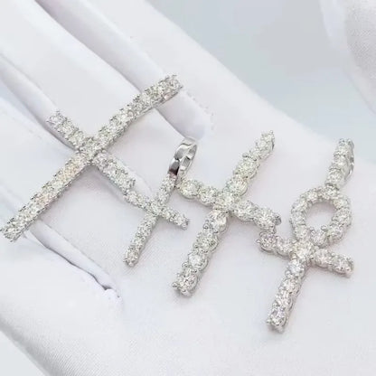 12 Styles Full Moissanite Diamond D Color Cross Pendant S925 Sterling Sliver White Gold Moissanite Pendant for Women Men