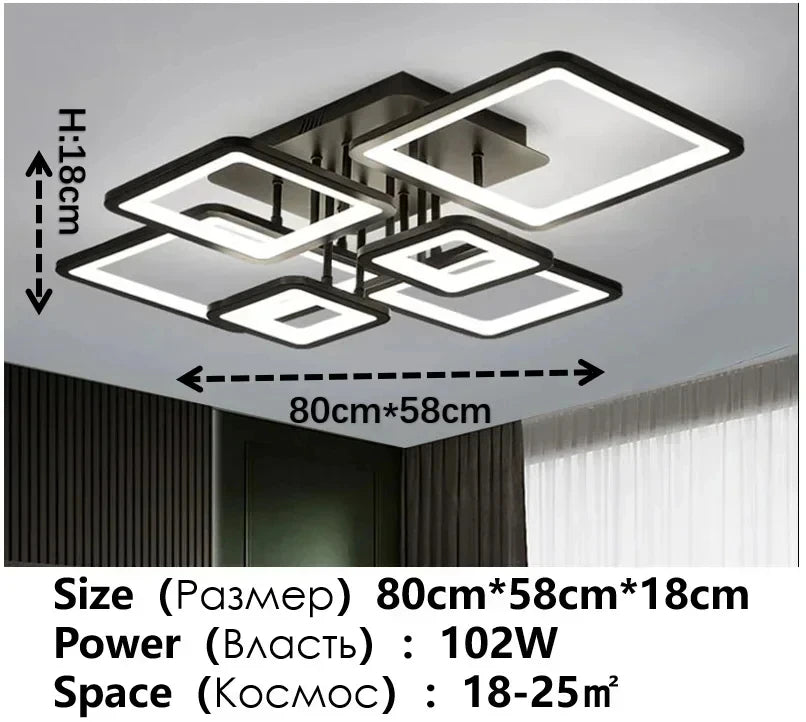 Creative Grid LED Ceiling Light Luxury Villa Hall Black Living Room Decor Dining Room Ceiling Chandelier Home Lustre Fixture