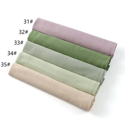 Fashion Muslim Hijab For Women Cotton Rayon Modal Hijab Scarf Solid Color Headscarf Wraps Islamic Headband Turban Veils 185*75CM