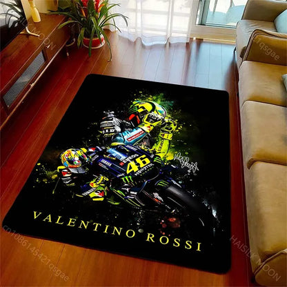 Motorcycle racer leaning corner speed splatter Print Carpet for Living Room Bedroom Sofa Home Decor Non-slip Mat Luxury Gift