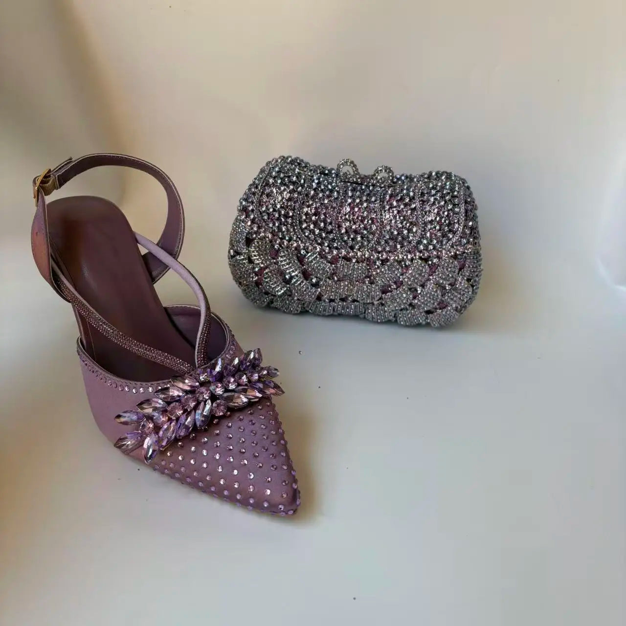 Insightlink Elegant Italian Design Pink Butterfly Shoes and Bag Set for Women - Perfect for Parties and Weddings