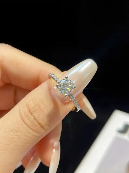 Real 1-5CT Classic Round Moissanite Diamond Rings for Women Wedding Real 925 Sterling Silver Designer Luxury Fine Jewelry