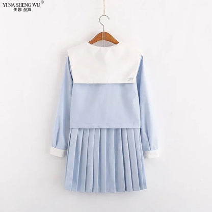 Japanese School JK Uniform Long Short Sleeve Shirt Pleated Skirt Suits Teenage Girls Cheerleading Chorus Party Sailor Uniforms