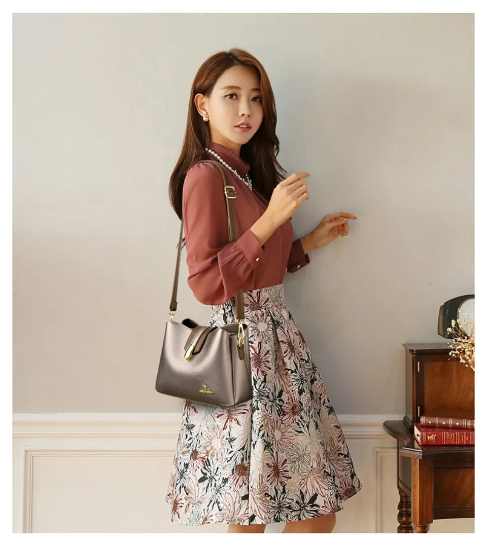High Quality Leather Tote for Ladies Luxury Casual Women Designer Shoulder Crossbody Sac Female Worker Bolsas Handbags and Purse
