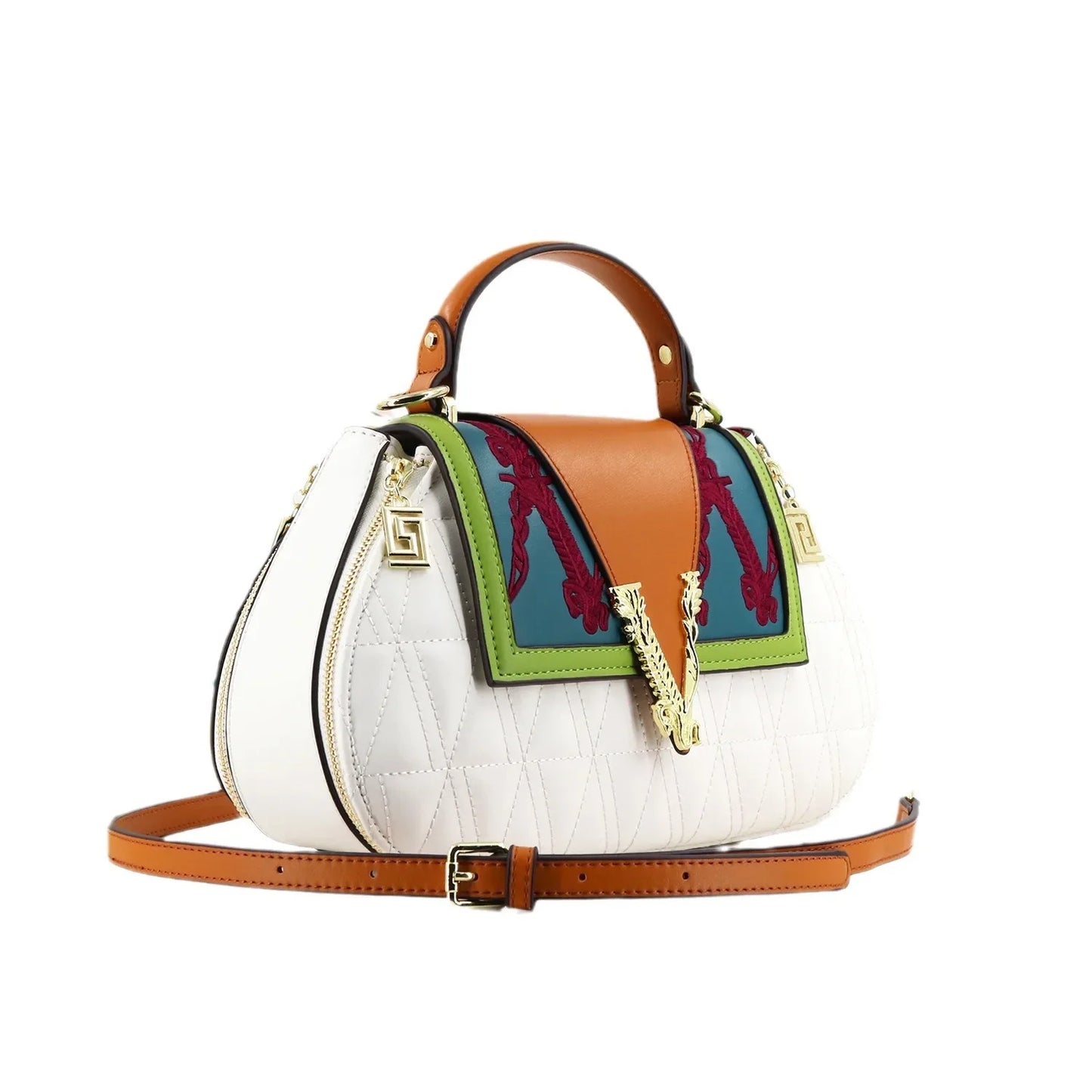 Luxury Women's Bag with V Ladies Leather Handbag Female Shoulder Bag Diamonds Crossbody Luxury Handbags Women Embroidery Bags