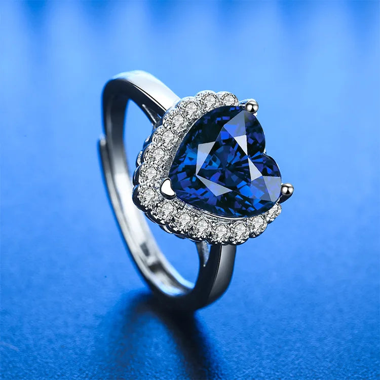 925 Sterling Silver Ring Heart AAA Zircon Open adjustable Engagement For Women Wedding Fashion Jewelry Party Gifts