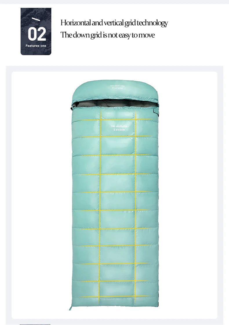 Envelope-style Down Sleeping Bag Ultra-light Goose Down Waterproof Plus Size Winter Warm Travel Hiking Camping Sleeping Bag