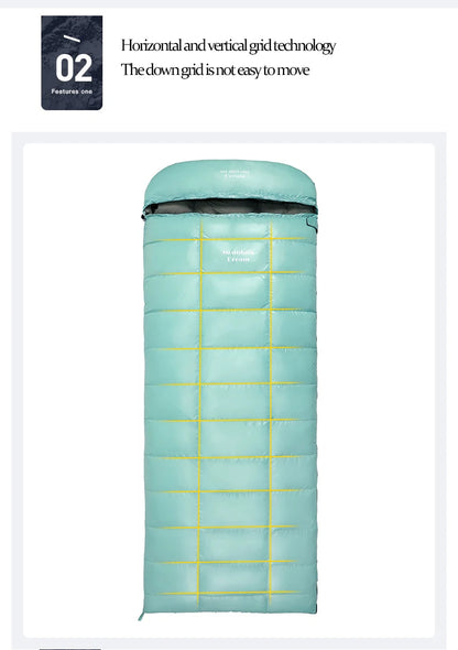 Envelope-style Down Sleeping Bag Ultra-light Goose Down Waterproof Plus Size Winter Warm Travel Hiking Camping Sleeping Bag