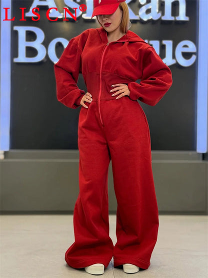 5 Bulk Items Wholesale Lots Rompers Womens Jumpsuits Long Sleeve Hooded Slim Solid Casual Y2k Clothing Street K16131