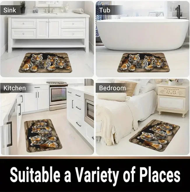 VIKAMA Non-Slip Doormat 3D Optical Illusion Stone Pattern, Entrance Mat Waterproof Rug for Hallway Living Room Porch Home Decor