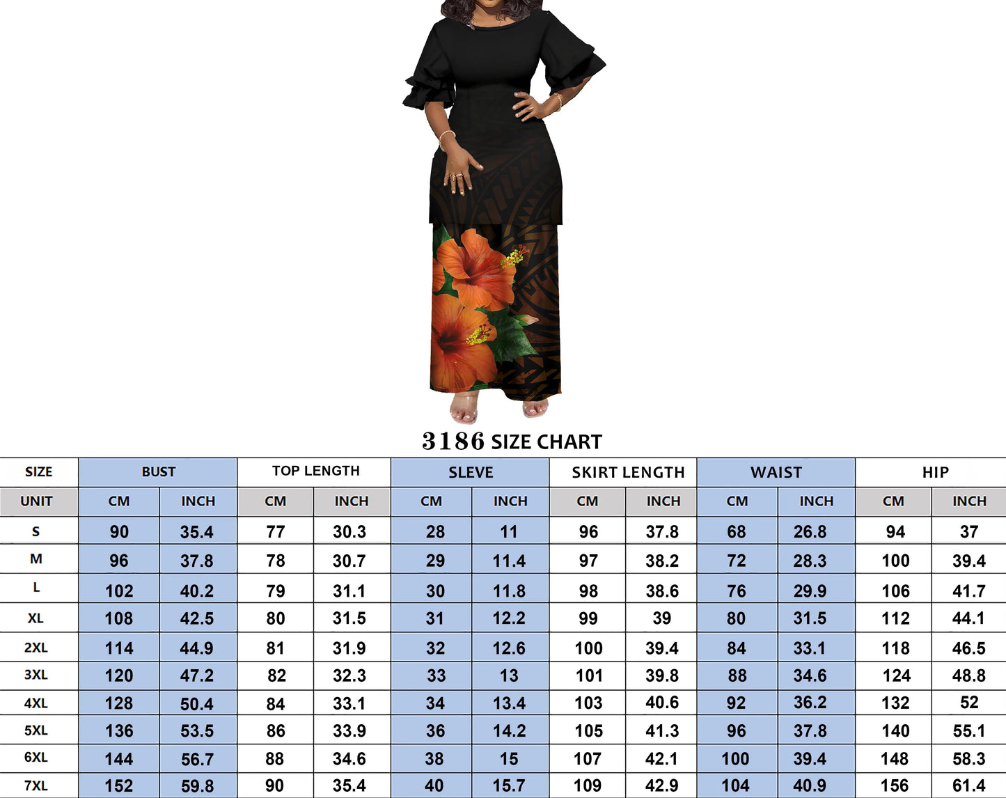 New Wholesale Custom Polynesian Tribal Design Petal Sleeve Samoan Puletasi Set Ptaha Plus Size Women 2 Piece Outfits Sets Dress