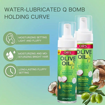 Curly Hair Mousse（207ml) For Wigs Strong Hold Olive Oil Hair Styling Mousse Anti-Frizz Hair Foam Mousse For Styling Hair Women