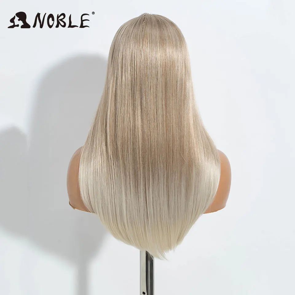 Noble Synthetic Lace Front Wig 22 Inch Straight Baby Hair Bob Wig Platinum Blonde Lace Front Wig Cosplay Glueless Wigs For Women