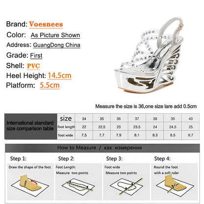 Voesnees Summer New Hollow Out Wedge Women's Pumps Shiny Sequins Fashion Party Shoes Club Heels Transparent Narrow Belt Sandals