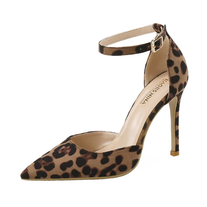 Autumn Sexy Leopard Women Sandals Office Pumps 6cm 8cm 10cm Elegant Office  High Heels Women Pointed Toe Luxury Female Shoes