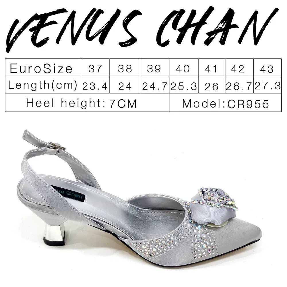 Doershow Beautiful High Quality African Style Ladies Shoes And Bags Set Latest Silver Italian Shoes And Bag Set For Party