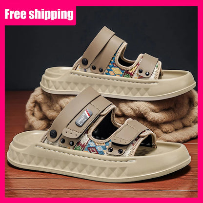 Men Sandals Summer Classic Open Toed Breathable Odor Proof Soft Thick Soled Non Slip Light Water Hiking Beach Slippers for Men