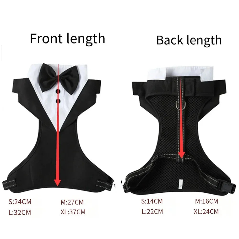 Dog Tuxedo Costume Formal Shirt Dog Wedding Black Jacket Suit Pet Puppy Prince Ceremony Bow Tie Suit Small Dogs Cat Vest Clothes