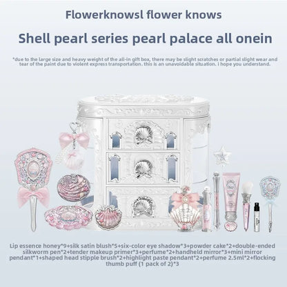 Flowerknows Shell's Jewel Collection All In One Makeup Kit Makeup Set for Women Full Kit Eyeshadow Lip Tint Blusher Perfume Box