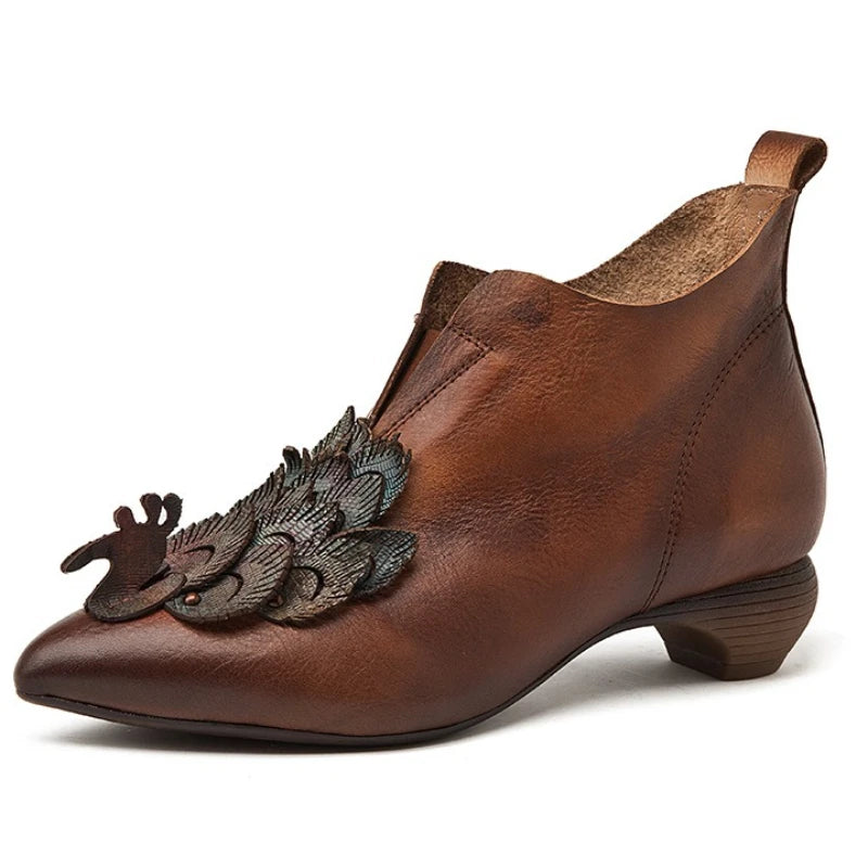 Myjyjz 3.5cm Genuine Leather Women Mary Jane Sandals Shoes Chunky Heels Fashion Hollow Comfy Point Toe Ankle Boots Summer Pumps