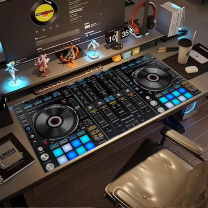 Mousepad DJ Controller Turntable Print Anti Slip Rubber Desk Mat Stitched Edge Keyboard Pad For PC Laptop Gamers Table Decor