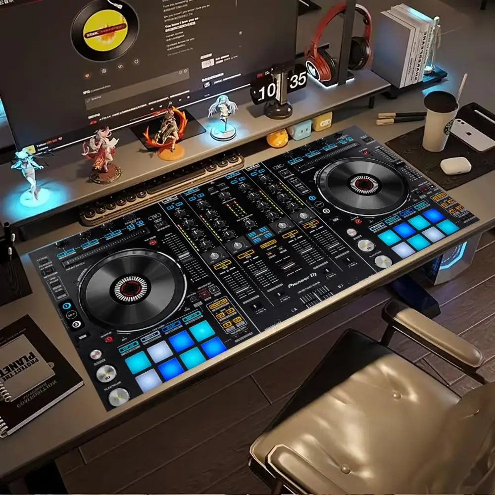 Mousepad DJ Controller Turntable Print Anti Slip Rubber Desk Mat Stitched Edge Keyboard Pad For PC Laptop Gamers Table Decor