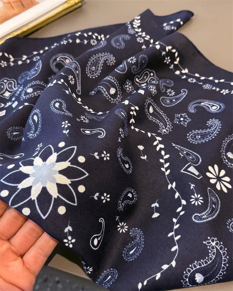 70*70cm Luxury Cashew Square Scarves For Women Soft Stain Neck Scarf Shawl Warp Elegant Neckerchief Bandanas Paisley Print Hijab