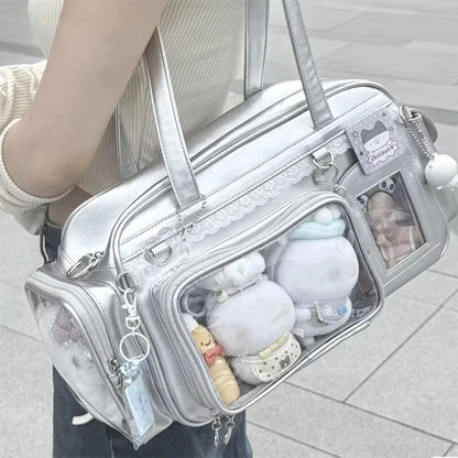 New Concert Ita Bags Y2k Cute Jk Girl Shoulder Bags Badge Display Transparent Crossbody Bag Stylish Large-capacity Commuter Bags