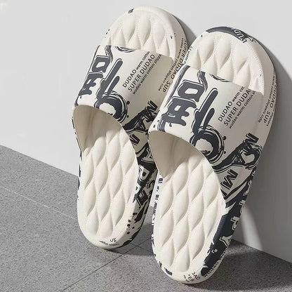 Big Size 48-49 Men Slippers Soft Sole EVA Indoor Outdoor Open Toe Flip Flops Non-Slip Beach Slides Flat Sandals Printing Slides