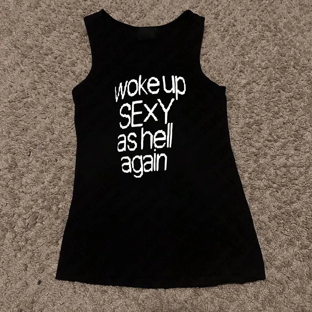 Aesthetic Emo Girls Fashion Sexy Streetwear Y2K Style 2PCS Clothing Womens Punk Gothic 2000s Tops Harajuku sleeveless Crop Tops