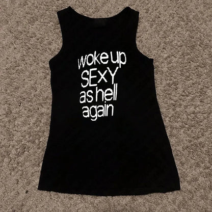 Aesthetic Emo Girls Fashion Sexy Streetwear Y2K Style 2PCS Clothing Womens Punk Gothic 2000s Tops Harajuku sleeveless Crop Tops