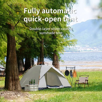 Outdoor Folding Tent Fully Automatic Quick Opening Tent 3-4 Person Self Driving Camping Tent Rain Proof Sun Proof Portable
