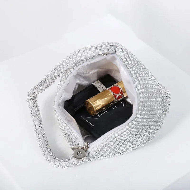Luxury Designer Evening Bag Rhinestone Clutch Soft Ladies Small Handbag Fashion Wedding Party Gift Daily Use Purse for Women