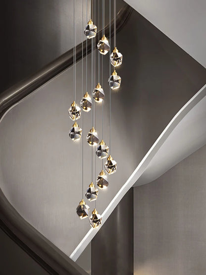 Nordic Crystal Chandelier for Living Room Villa Ceiling Chandeliers Duplex Loft Hanging Lamps Stairscase Suspended Pendant Lamps