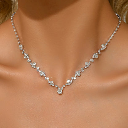 Simple and Exquisite Full Diamond Necklace Jewelry Hot Selling Necklace Full Diamond Collarbone Dinner Dress Light Luxury Elegan