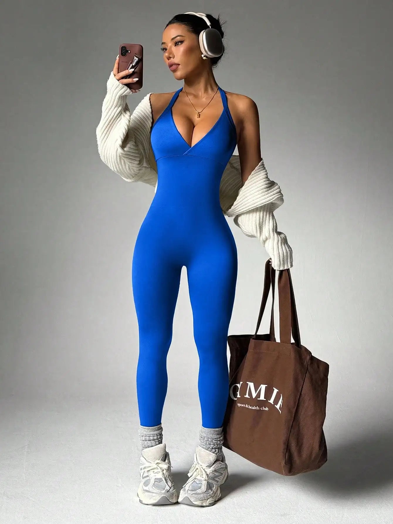 Solid Color High Elasticity Sports Overhead Sleeveless Backless Yoga Compression Leggings