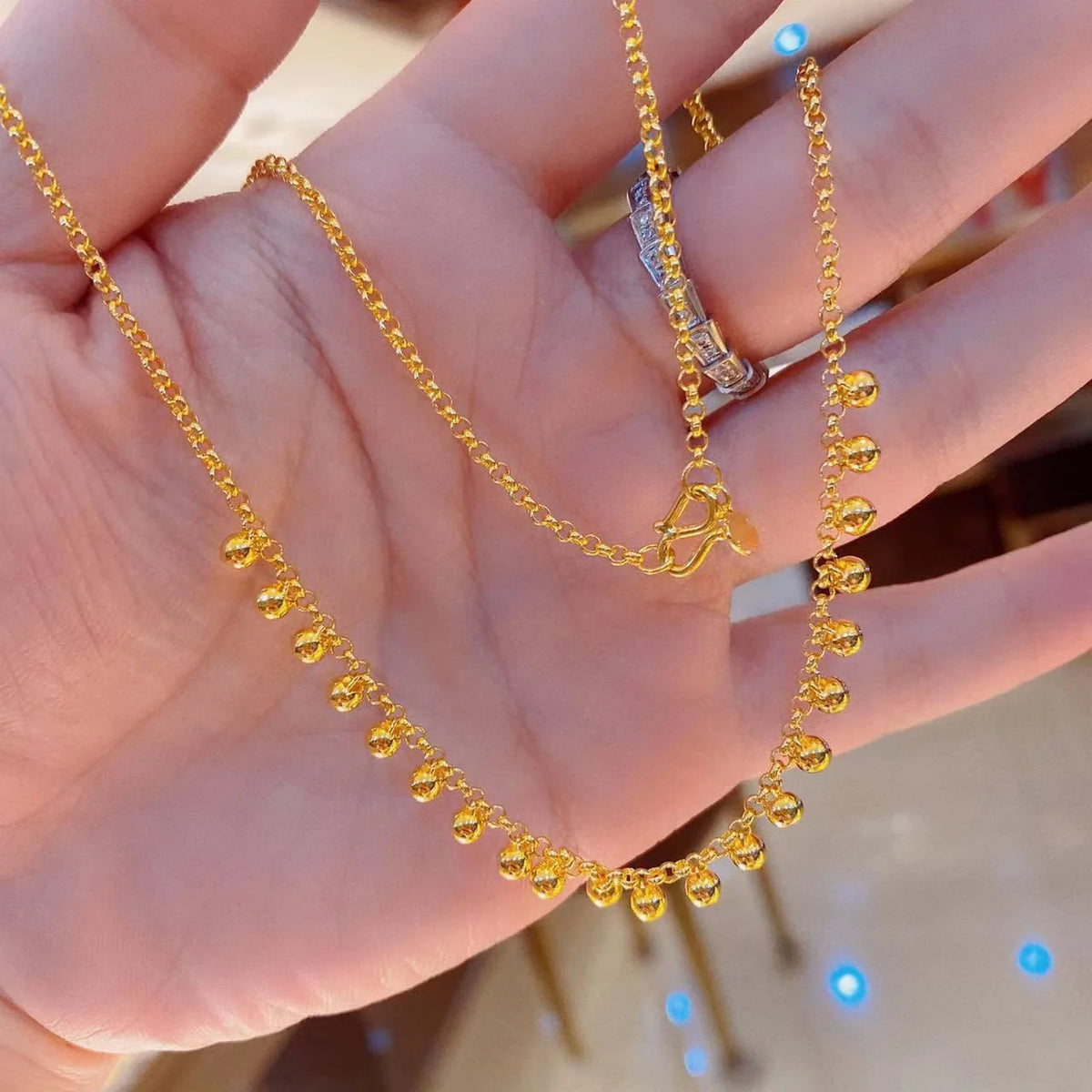 New 9999 24K real gold Purple Cloud Fairy Bell Necklace, fashionable, agile, elegant and stylish design necklace