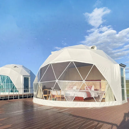 Geodesic Dome Manor Greenhouse Tent Leisure Resort Vacation Outdoor Glamping Round Tent Transparent Starry Sky Luxury Hotel Dome