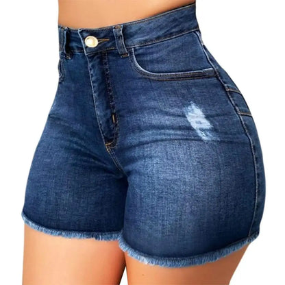 Sexy Hot Slim Denim Shorts Women Fashion Trendy All-match Solid Color Tight High Waist Short Jeans Lady Commuting Cowboy Outfits