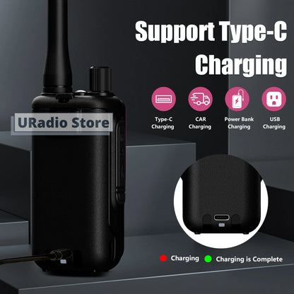 Baofeng UV-5R Mini Walkie Talkie BF-5R Mini Ham Two Way Radio Pink Dual Display USB-C 999 Channel AM For Camping Hiking Hunting
