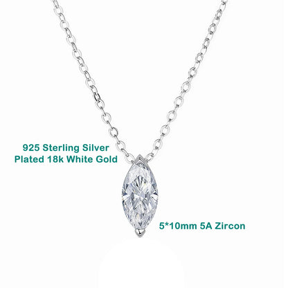 3CT Marquise Cut Moissanite Diamond Pendants Necklace for Women Lab Diamond 925 Sterling Silver Plated 18k Gold Jewelry Gifts