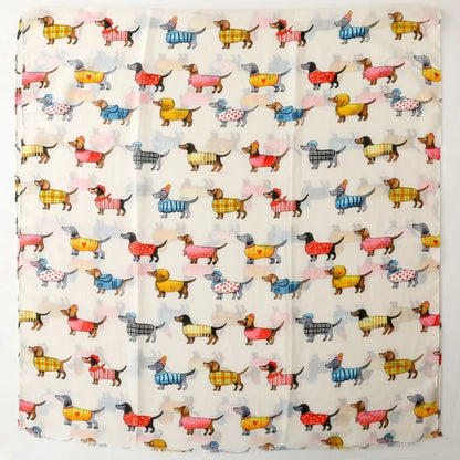 Cozy Dachshund Dog Cat Pattern Viscose Shawl for Women - 180x90Cm Fringe Detail Breathable Thin Wrap Scarves Autumn/Winter Snood