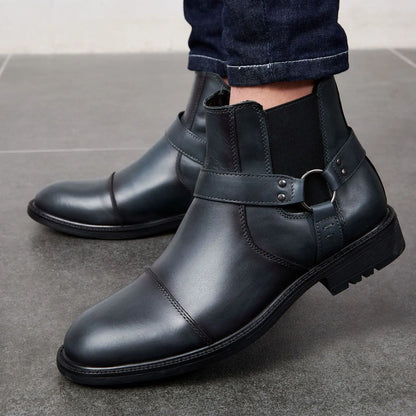 Motorcycle Shoes Retro Leather Boots for Motorcycles Durable Men Boots Short Shoes Motorcycle Safety Equipment Work Shoes Zip