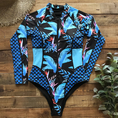 2026 Surfing Sport Swimsuit Long Sleeves Women One Piece Swimsuit  Swimwear Solid Monokini Bathing Suit Tropical Bodysuit Female