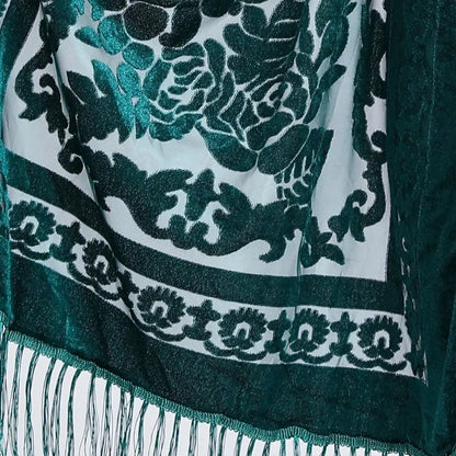 Ethnic Style Chinese Dress Shawl Elegant Design Versatile Use Long Fringed Scarf Warm Material Fringed Edge Velvet Scarf