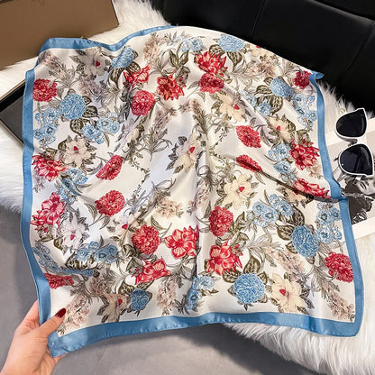 2025 Korean Satin Silk Scarf 70cm Square Women Fashion Shawl Wrap Neckerchief New Elegant